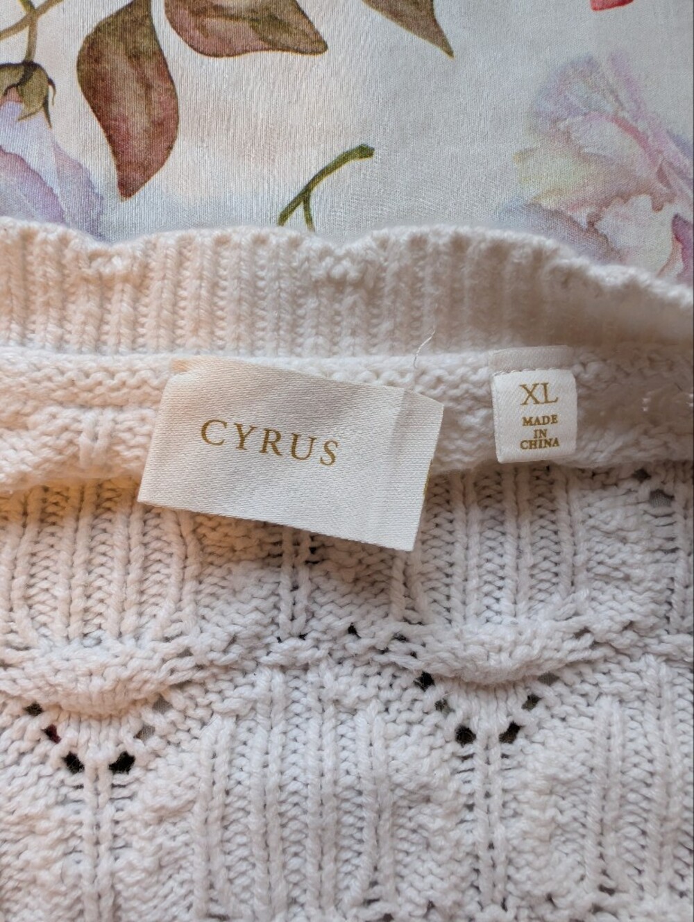 Cyrus Cream Openwork Diamond-Knit Button Cardigan - Picture 2 of 5